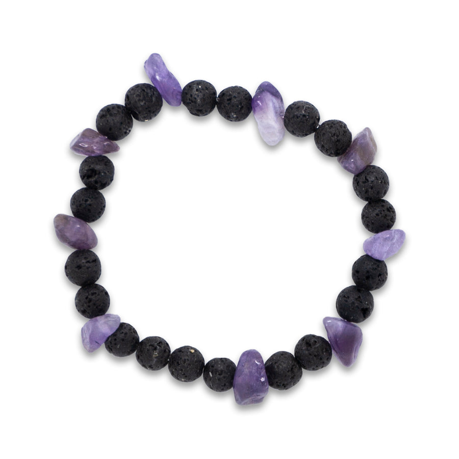 The Stress Reliever - Amythyst & Lava Stone Bracelet