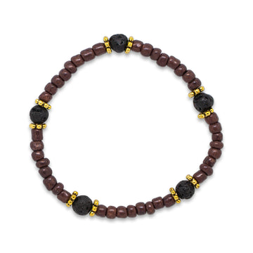 Glass & Lava Stone Bracelet