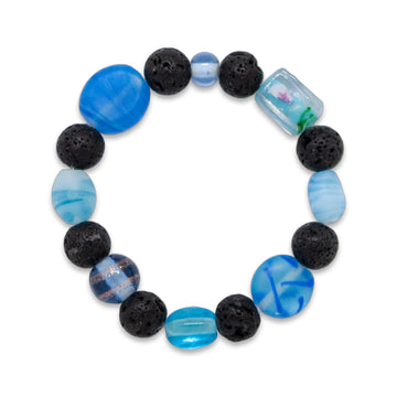 Glass & Lava Stone Bracelet